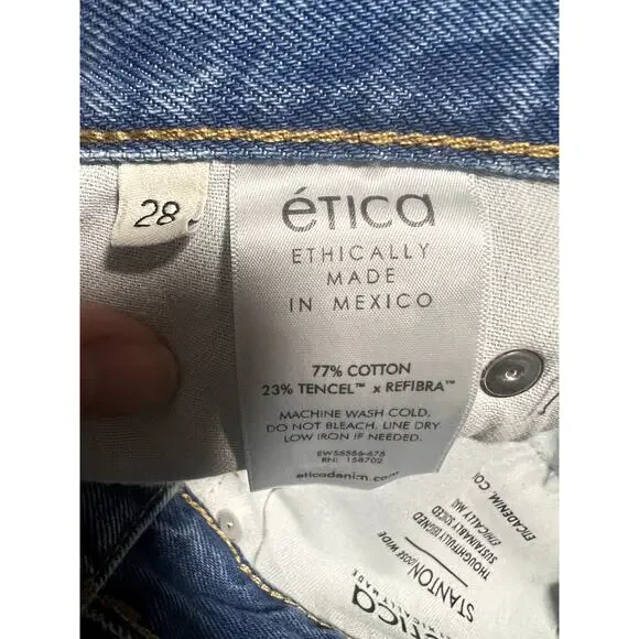 NWT Etica Jeans Women's Stanton Relaxed Wide Leg Salina Denim Jeans Size 28 - Picture 10 of 13